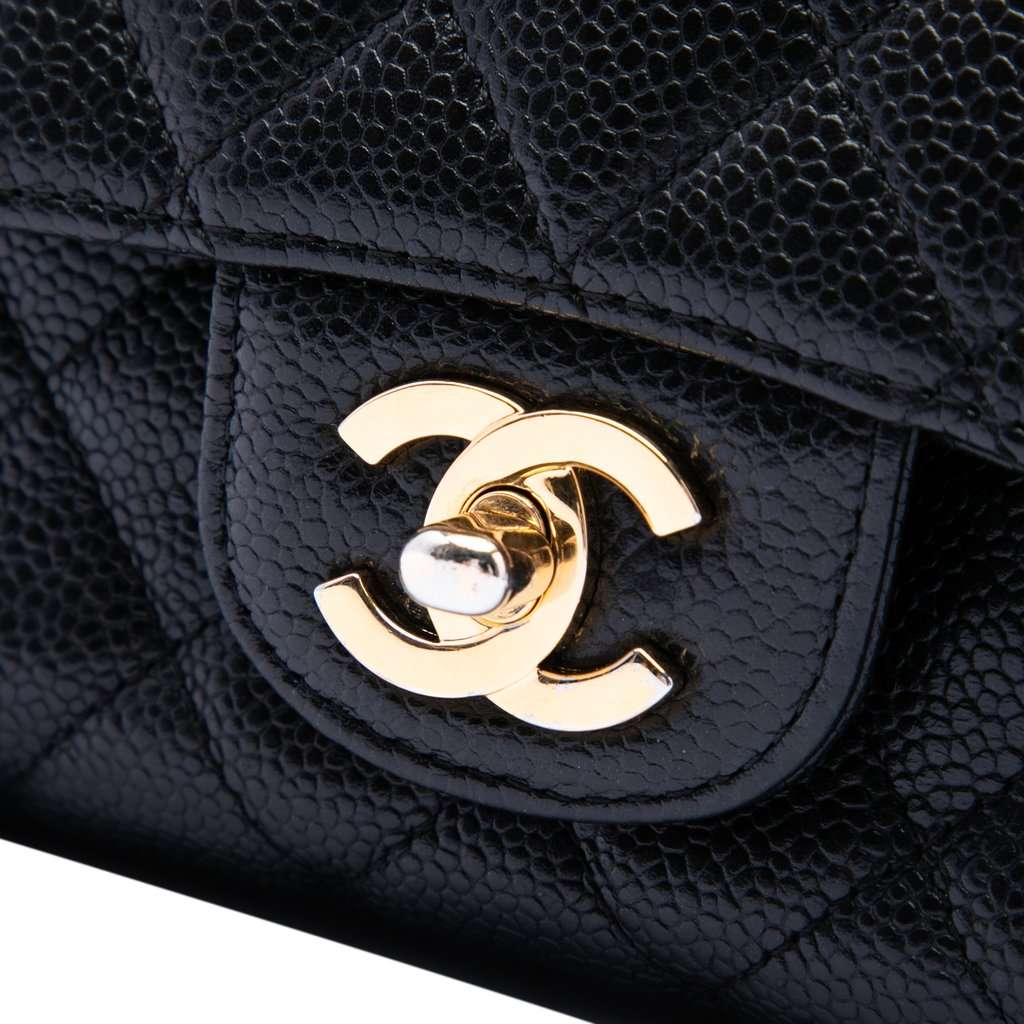 Chanel Medium Classic Caviar Double Flap Black Leather Very good - Box View