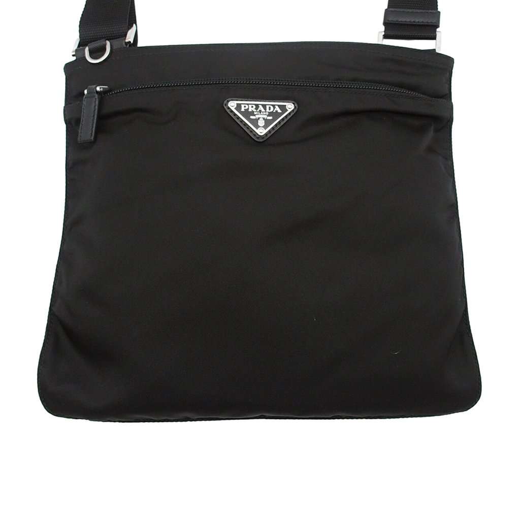 Prada Tessuto Zip Top Crossbody Black Very good - Front View