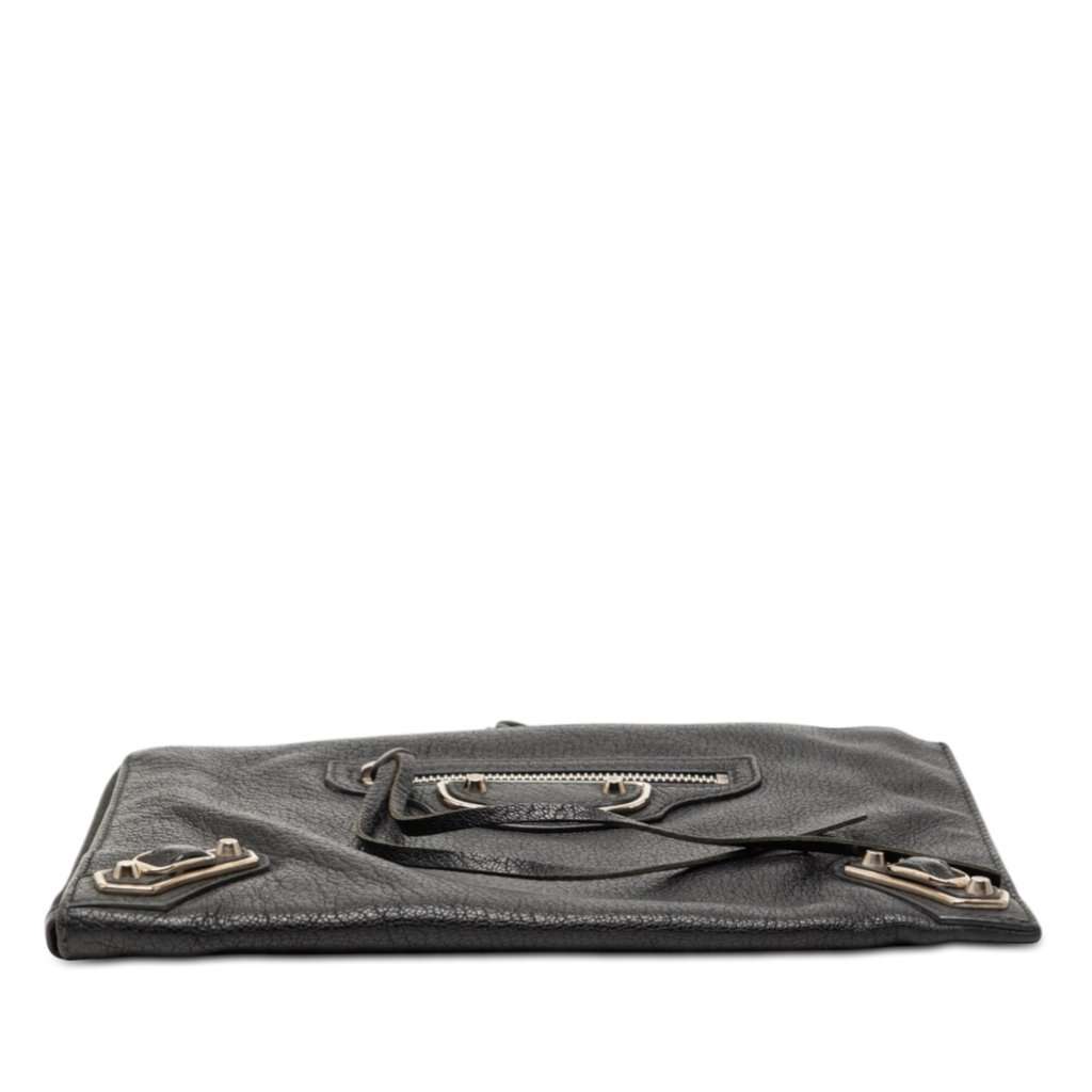 Balenciaga Chevre Motocross Classic Metallic Edge Clutch Black Leather Very good condition - Inside View