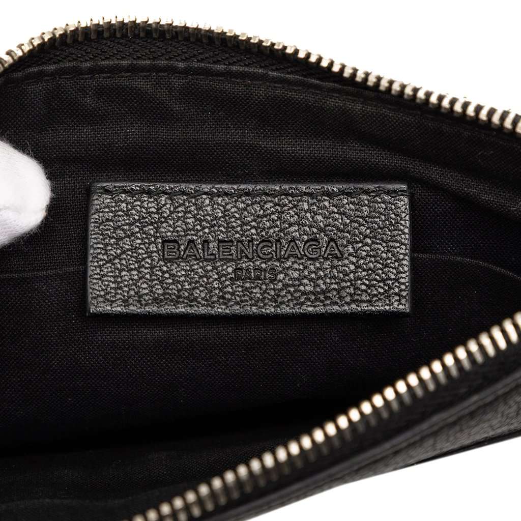 Balenciaga Chevre Motocross Classic Metallic Edge Clutch Black Leather Very good condition - Box View