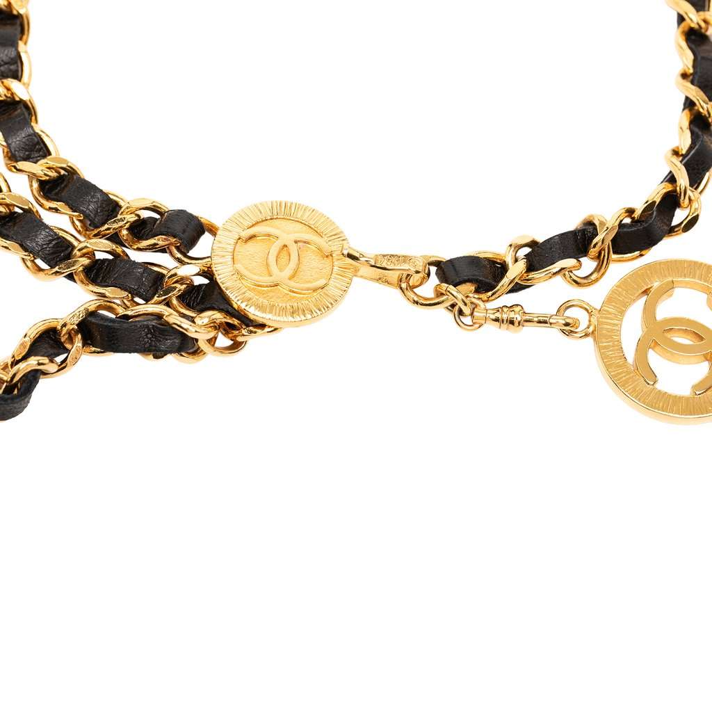 Chanel Gold Plated Leather Woven Chain Medallion Belt Gold Metal Very good condition - Inside View