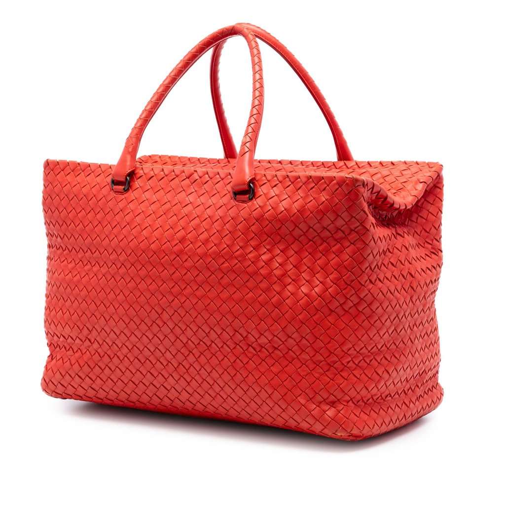 Bottega Veneta Nappa Intrecciato Brick Tote Orange Leather Very good condition - Back View