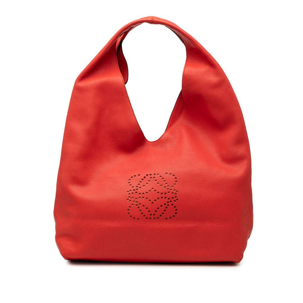 LOEWE Calfskin Anagram Dunas Hobo Orange Leather Very good condition - Front View
