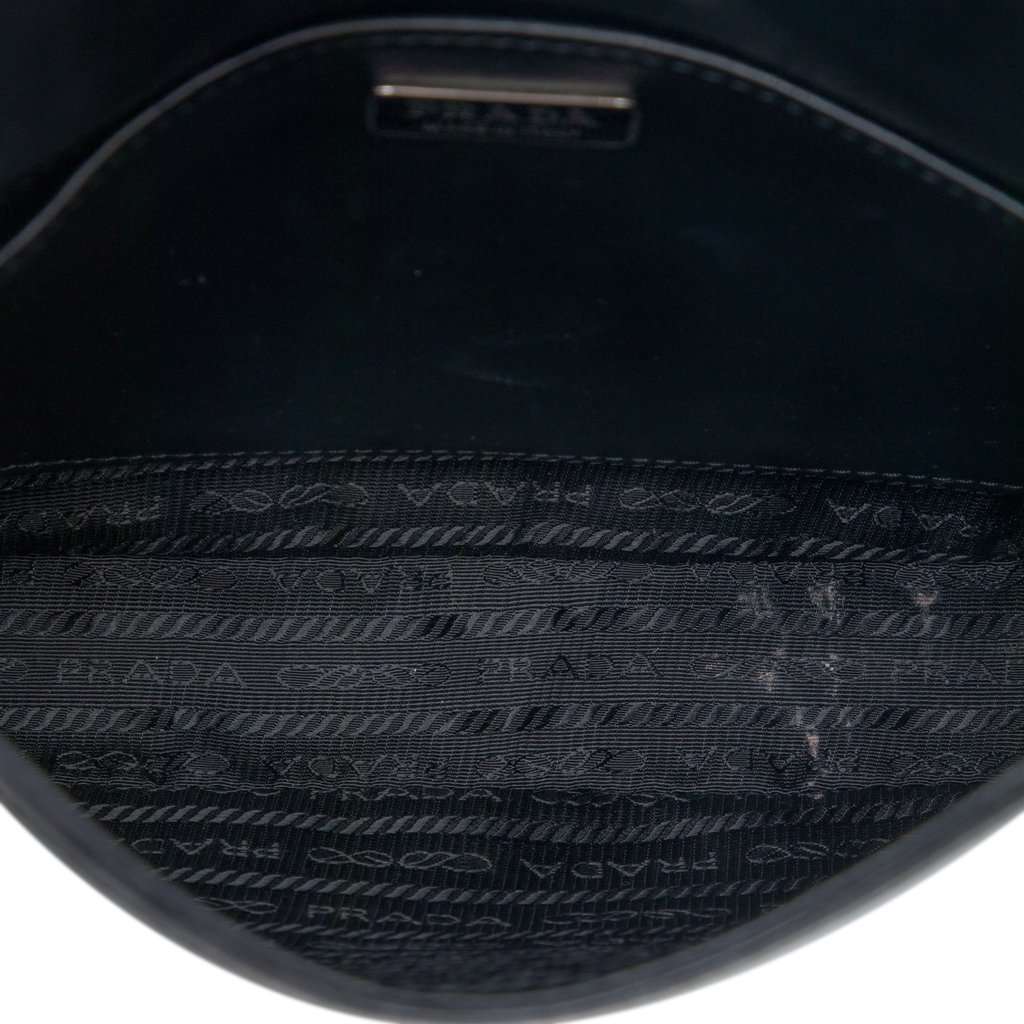 Prada Spazzolato Leather Cleo Flap Shoulder Bag Black Leather Very good condition - Model View