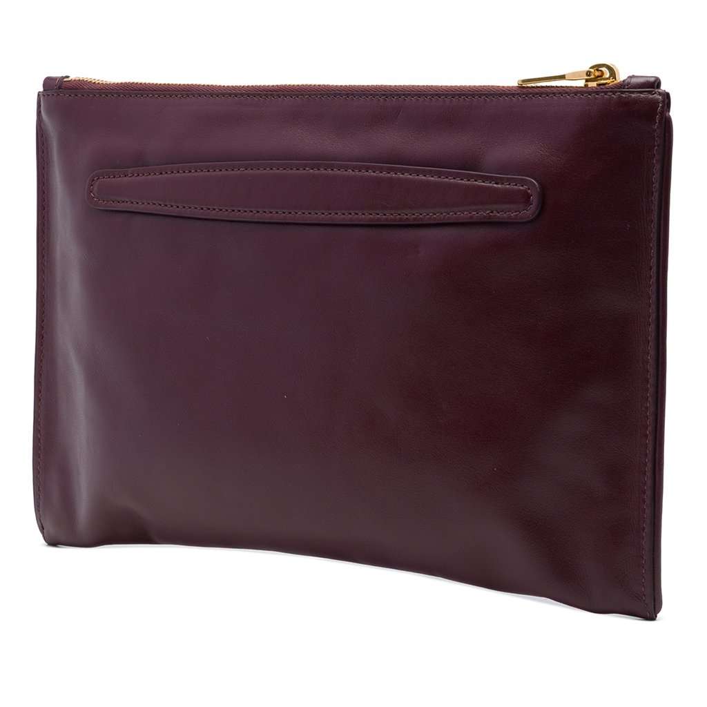 Miu Miu Studded Leather Zip Clutch Red Leather Very good - Back View