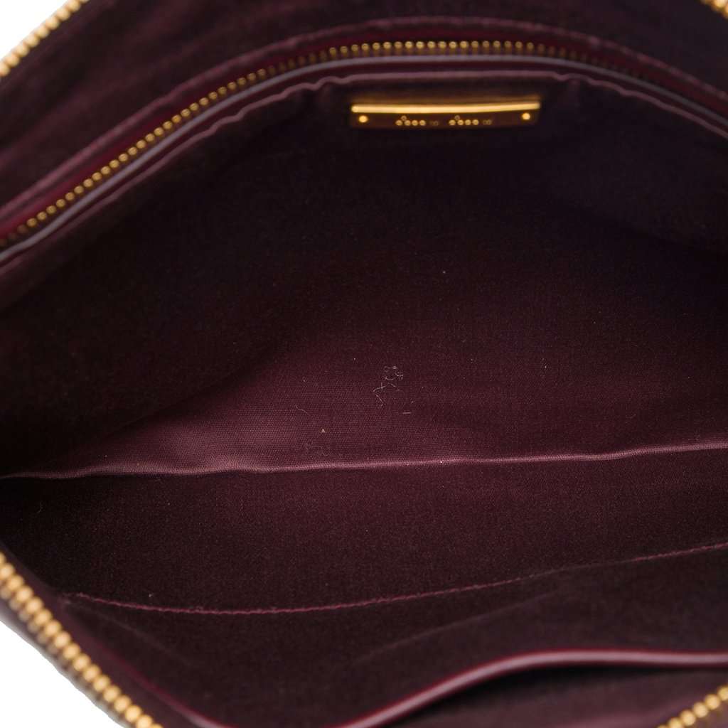 Miu Miu Studded Leather Zip Clutch Red Leather Very good - Model View