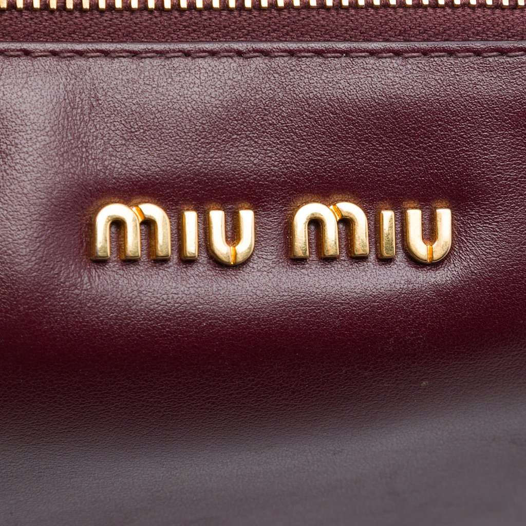 Miu Miu Studded Leather Zip Clutch Red Leather Very good - Box View