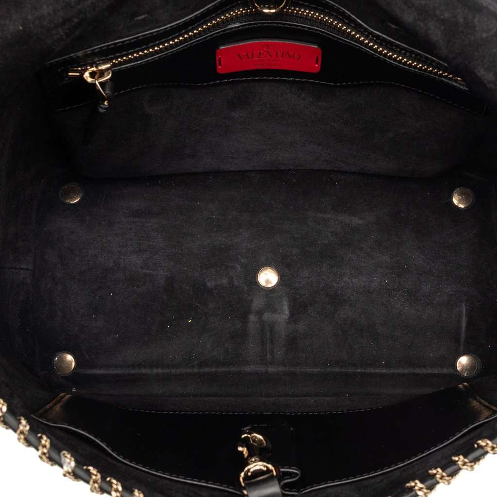 Valentino Leather Demilune Whipstitch Satchel Black Leather Very good condition - Model View