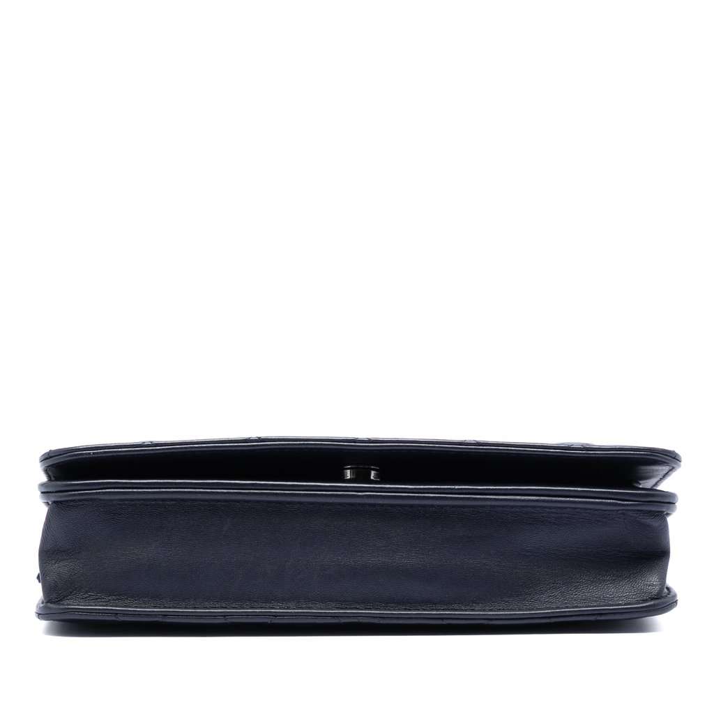 Chanel CC Quilted Lambskin Pearl Strap Wallet on Chain Blue Leather Good - Inside View