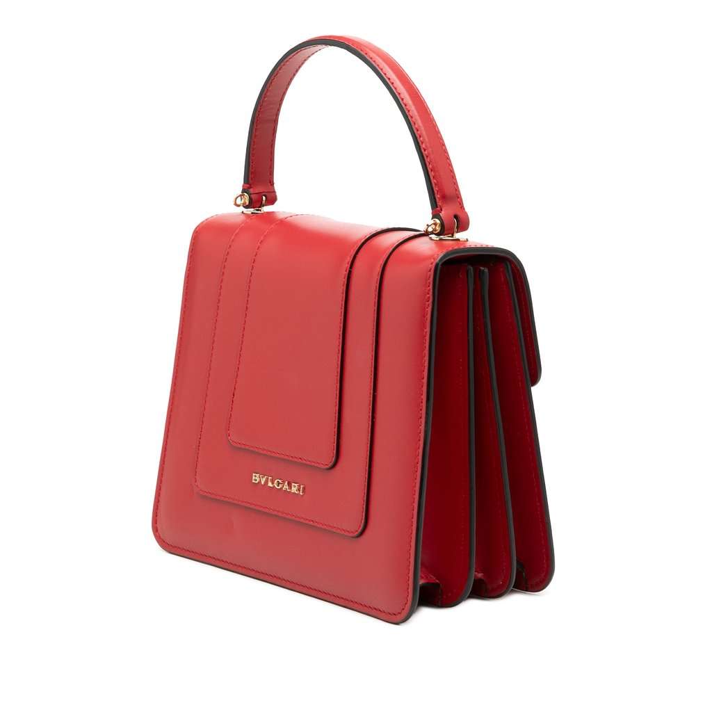 Bvlgari Small Calfskin Serpenti Forever Top Handle Bag Red Leather Very good - Back View