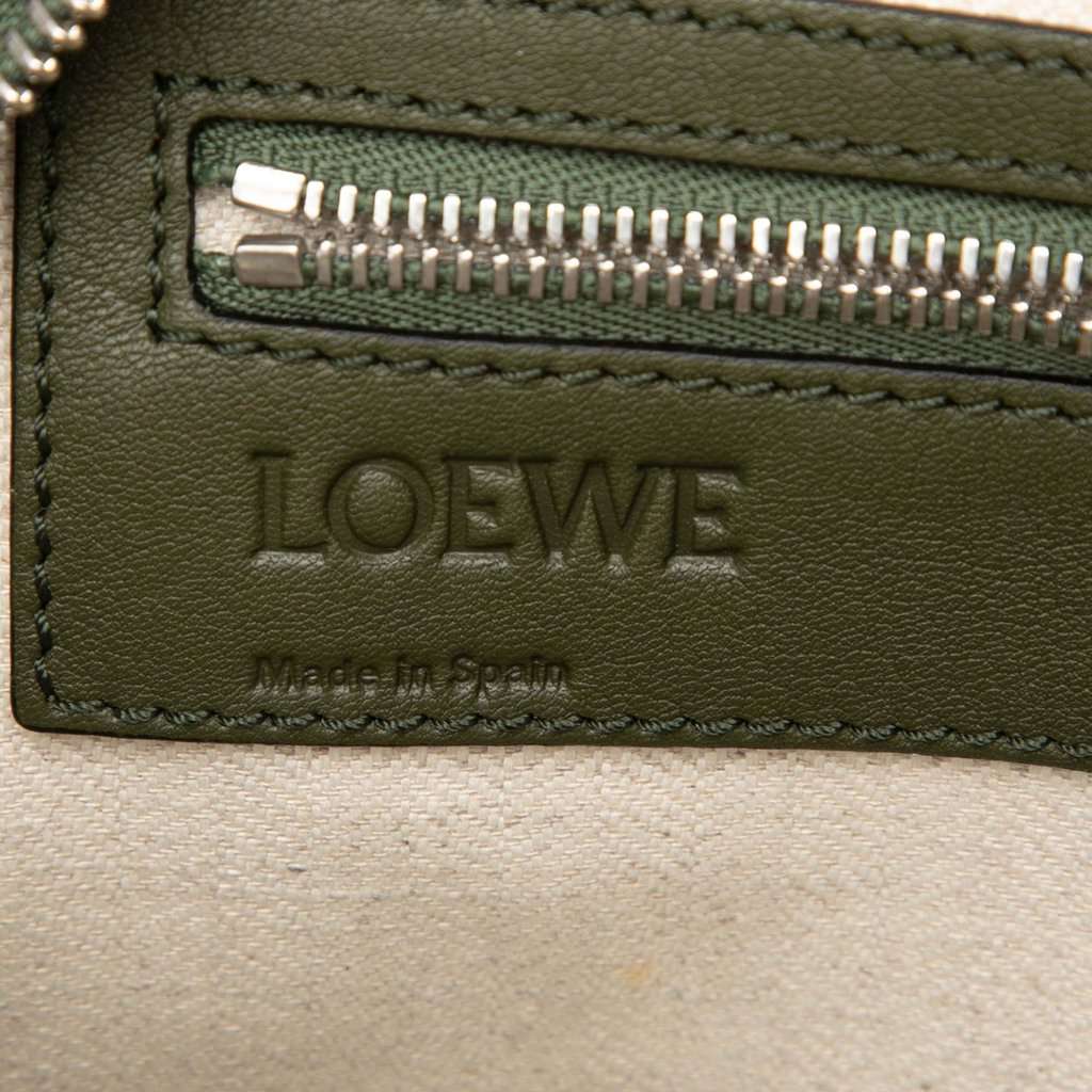 Loewe Embossed Anagram Leather Wristlet Pouch Green Leather Very good condition - Box View