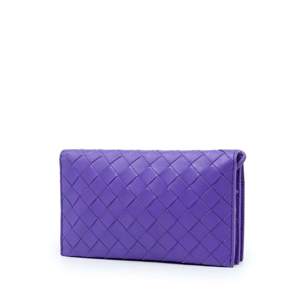 Bottega Veneta Nappa Intrecciato Wallet On Strap Purple Leather Very good - Back View