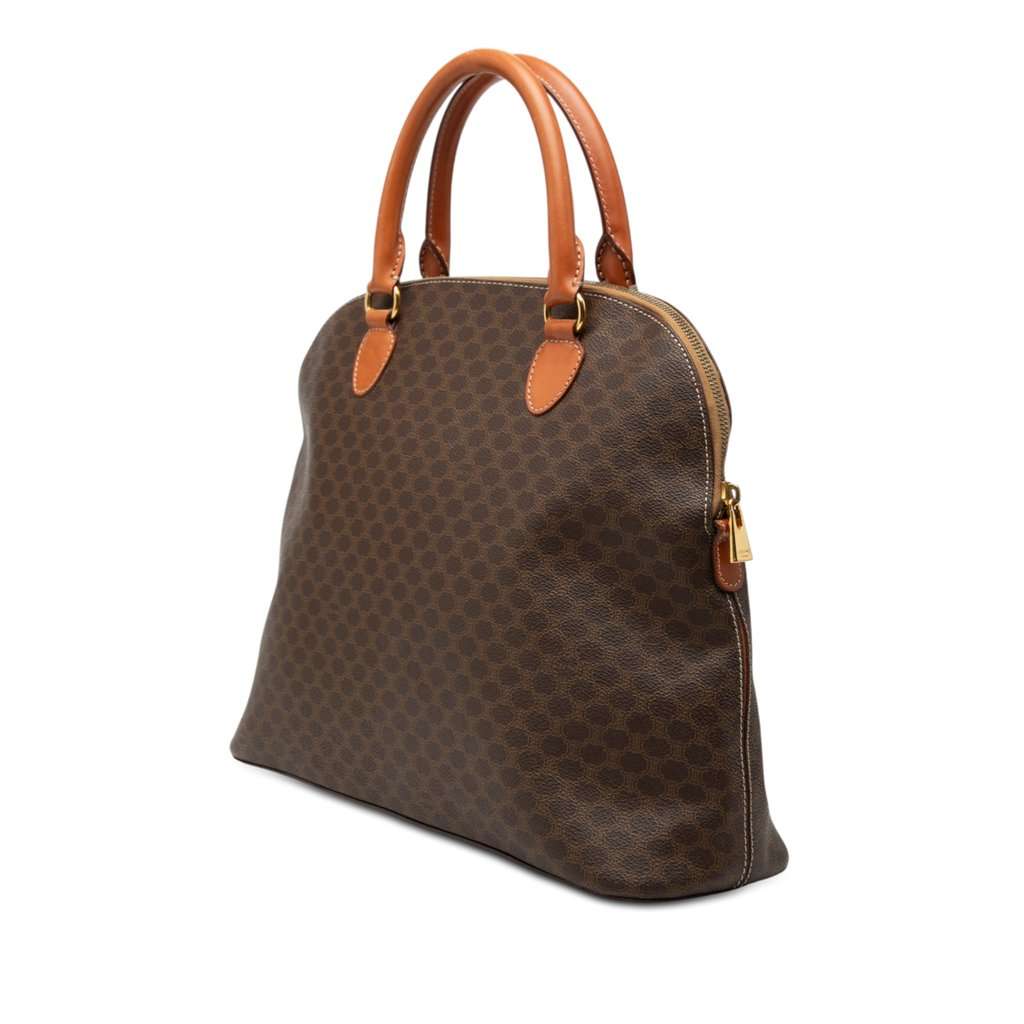 Celine Macadam Coated Canvas Dome Satchel Brown Very good condition - Back View