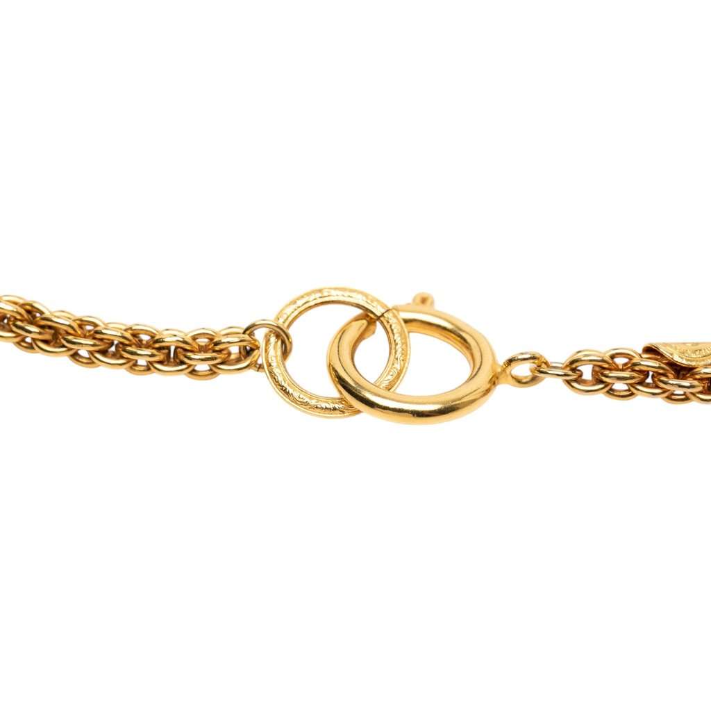 Chanel Gold Plated Diamond Strass Station Chain Long Necklace Gold Metal Very good condition - Inside View