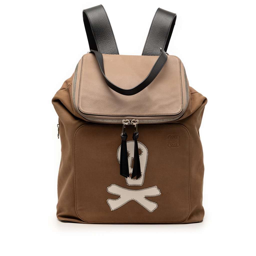 Loewe Large Canvas Skull Goya Backpack Brown Very good condition - Front View