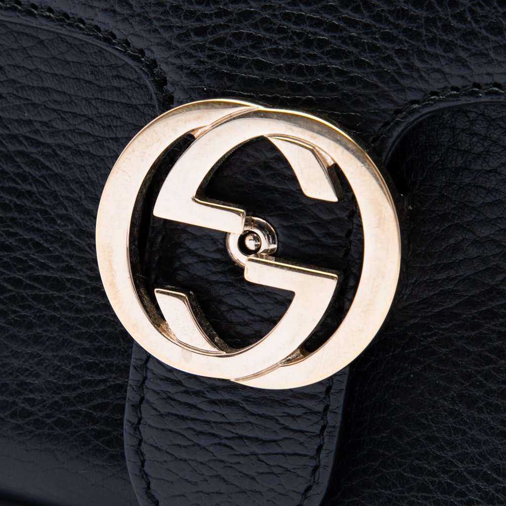 Gucci Small Dollar Calf Interlocking G Satchel Black Leather Very good condition - Box View