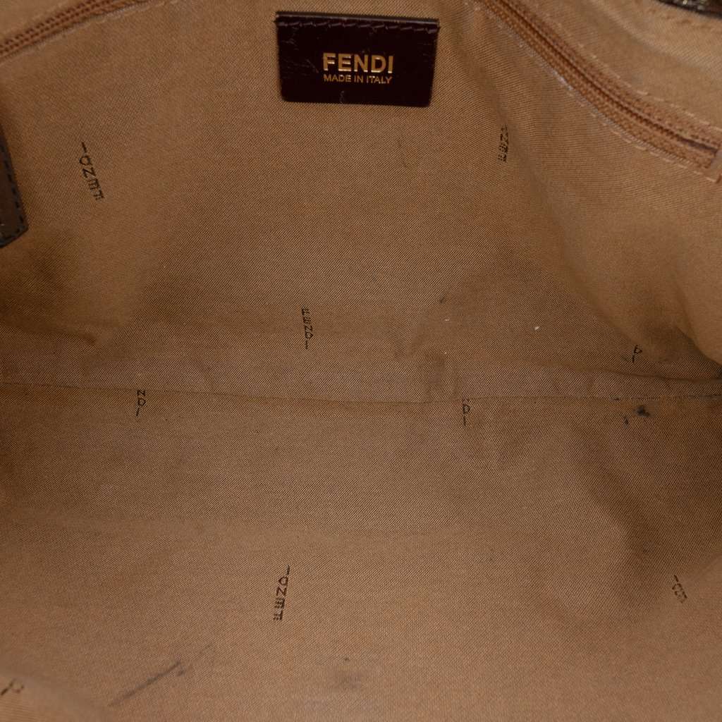 Fendi Large Zucca Canvas Glitter Mia Flap Shoulder Bag Brown Very good condition - Model View