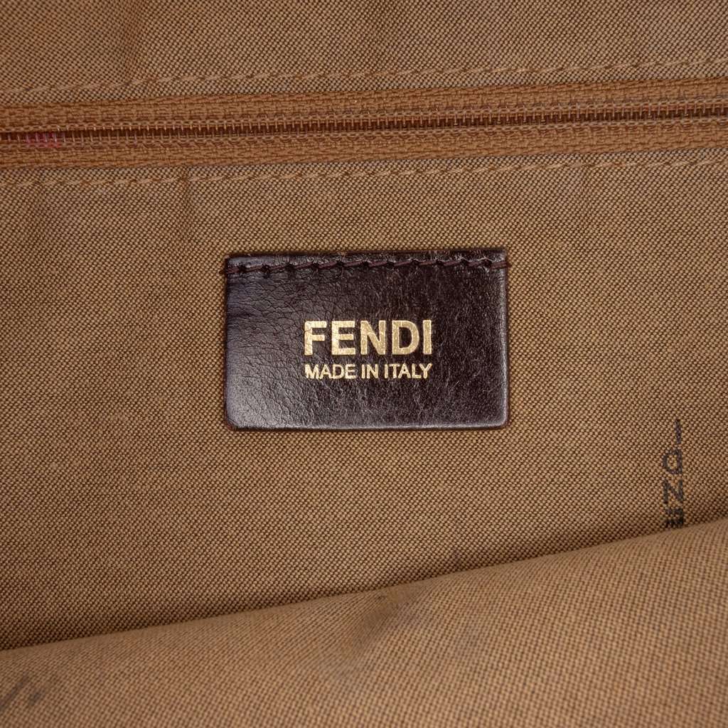 Fendi Large Zucca Canvas Glitter Mia Flap Shoulder Bag Brown Very good condition - Box View