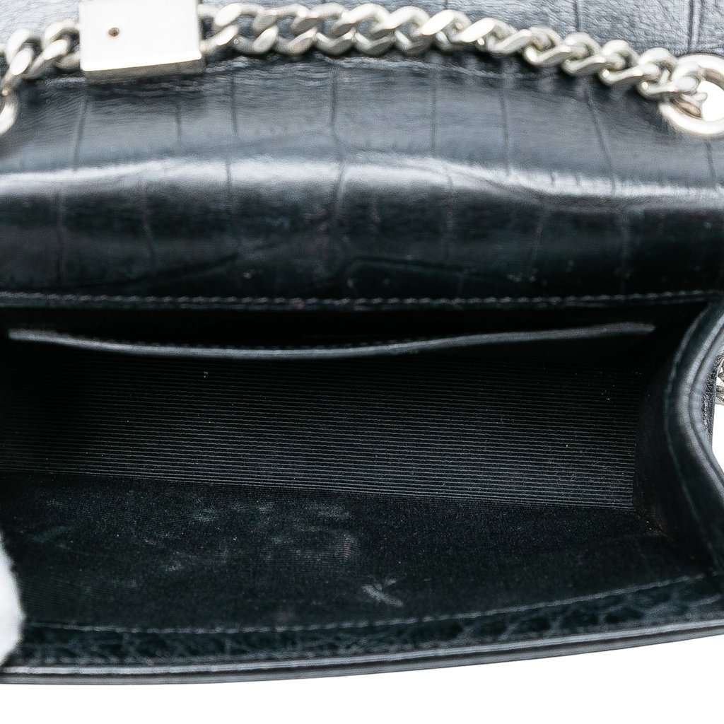 Saint Laurent Small Croc Embossed Leather Monogram Kate Tassel Crossbody Black Leather Very good - Model View