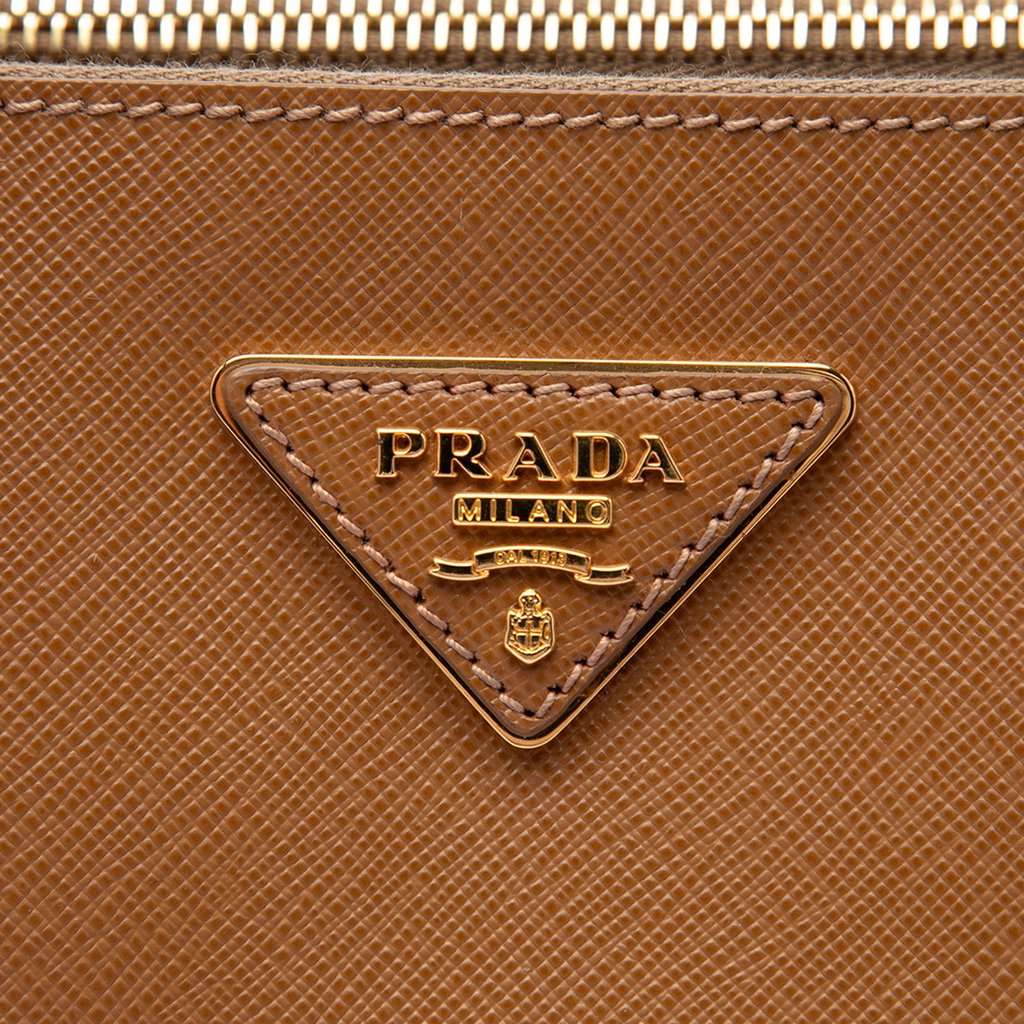 Prada Extra Large Saffiano Lux Galleria Double Zip Tote Brown Leather Very good - Box View