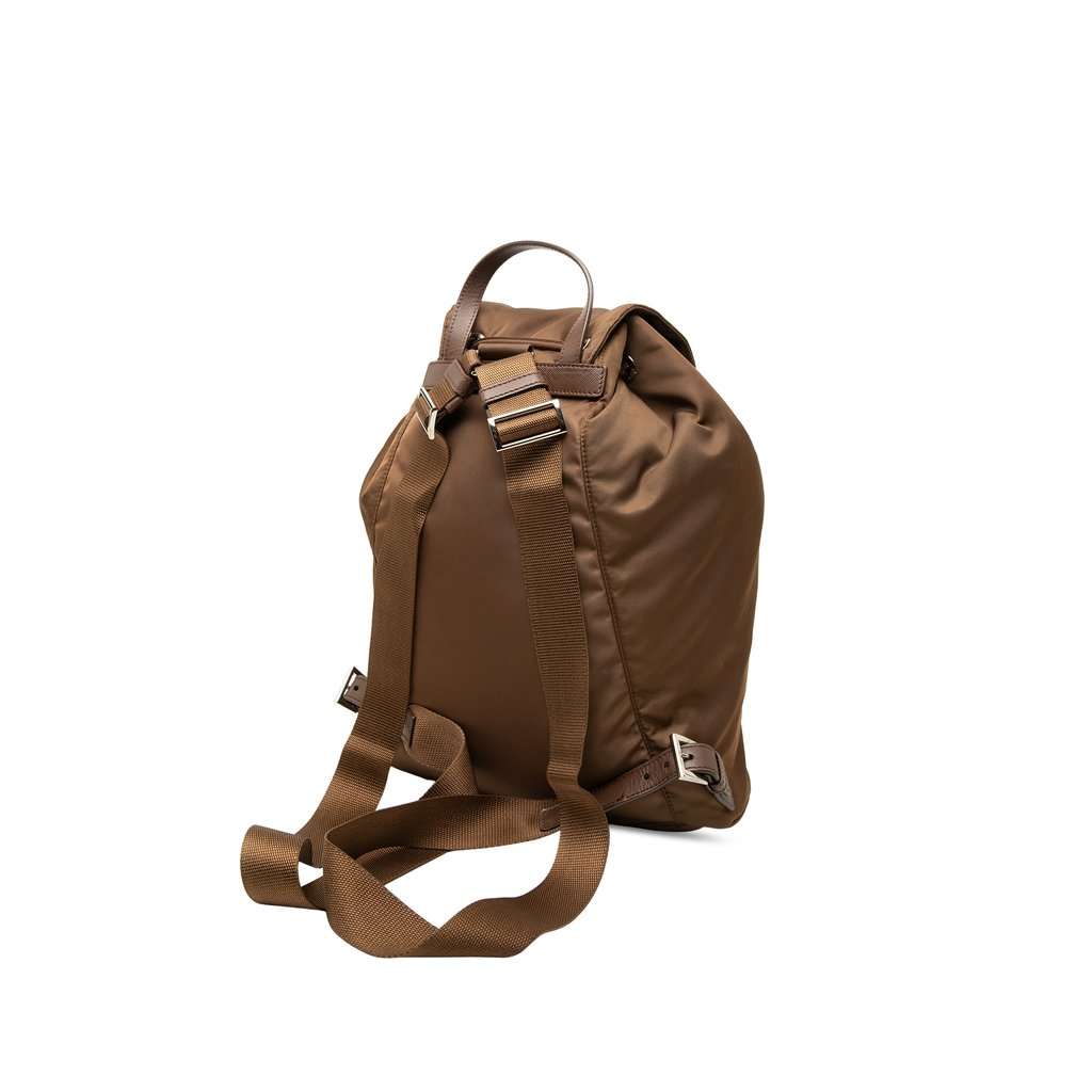 Prada Tessuto Drawstring Backpack Brown Very good - Back View