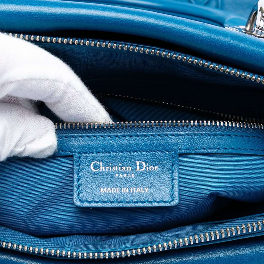 Dior Medium Lambskin Cannage Polochon Granville Satchel Blue Leather Very good condition - Box View
