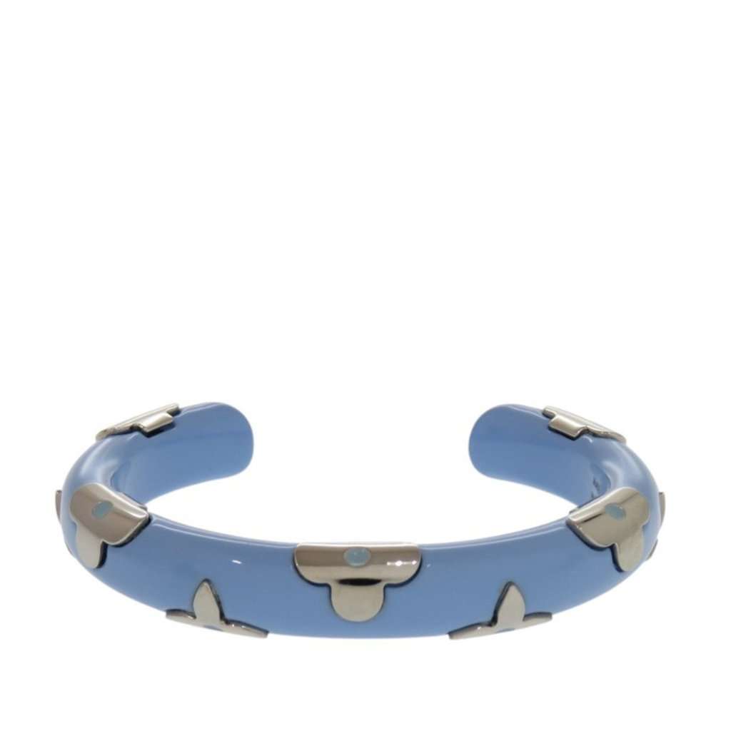 Louis Vuitton Resin and Brass Daily Monogram Cuff Bracelet Blue Plastic Very good condition - Front View