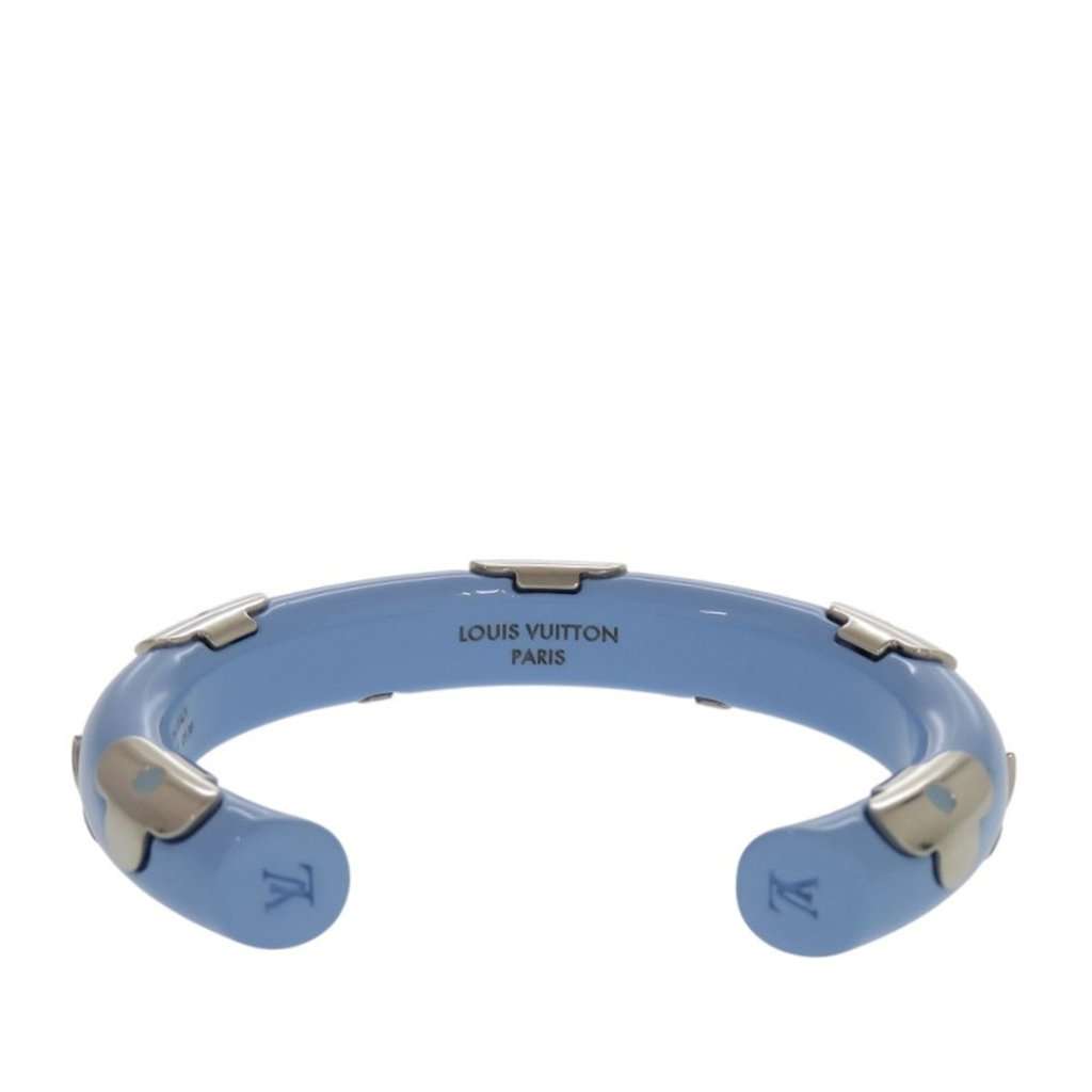 Louis Vuitton Resin and Brass Daily Monogram Cuff Bracelet Blue Plastic Very good condition - Model View