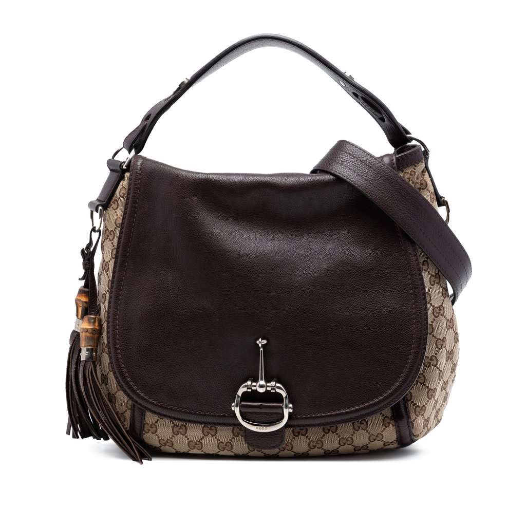 Gucci Large GG Canvas Techno Horsebit Satchel Beige Very good condition - Front View