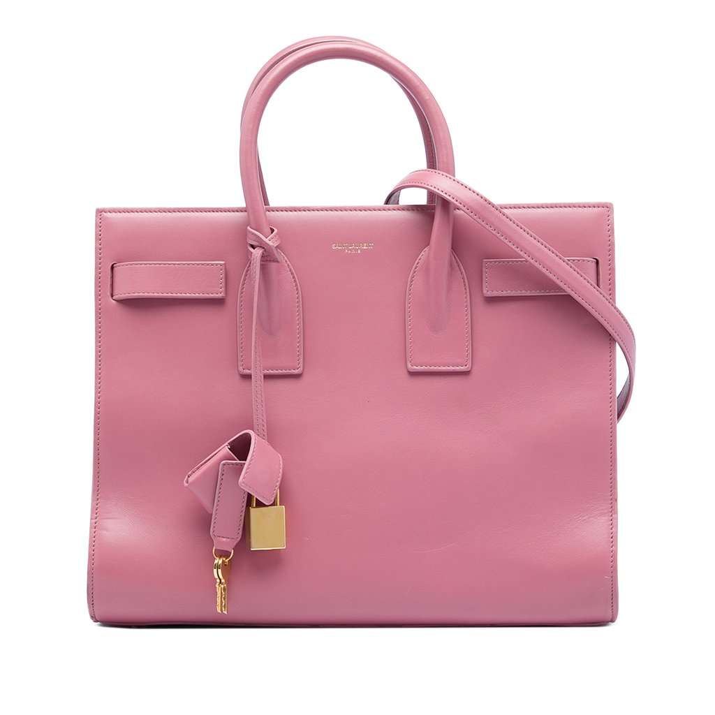 Saint Laurent Small Leather Sac De Jour Satchel Pink Leather Very good - Front View