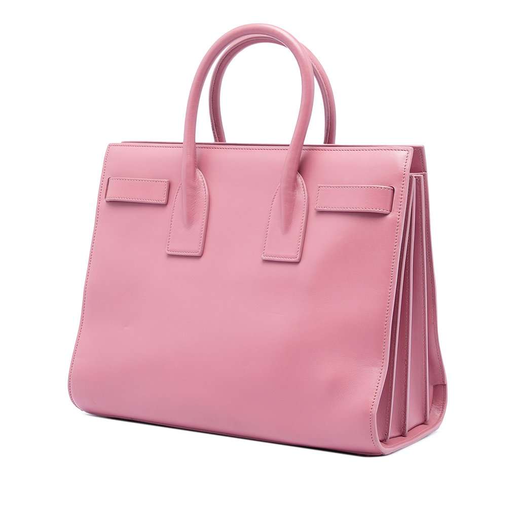 Saint Laurent Small Leather Sac De Jour Satchel Pink Leather Very good - Back View