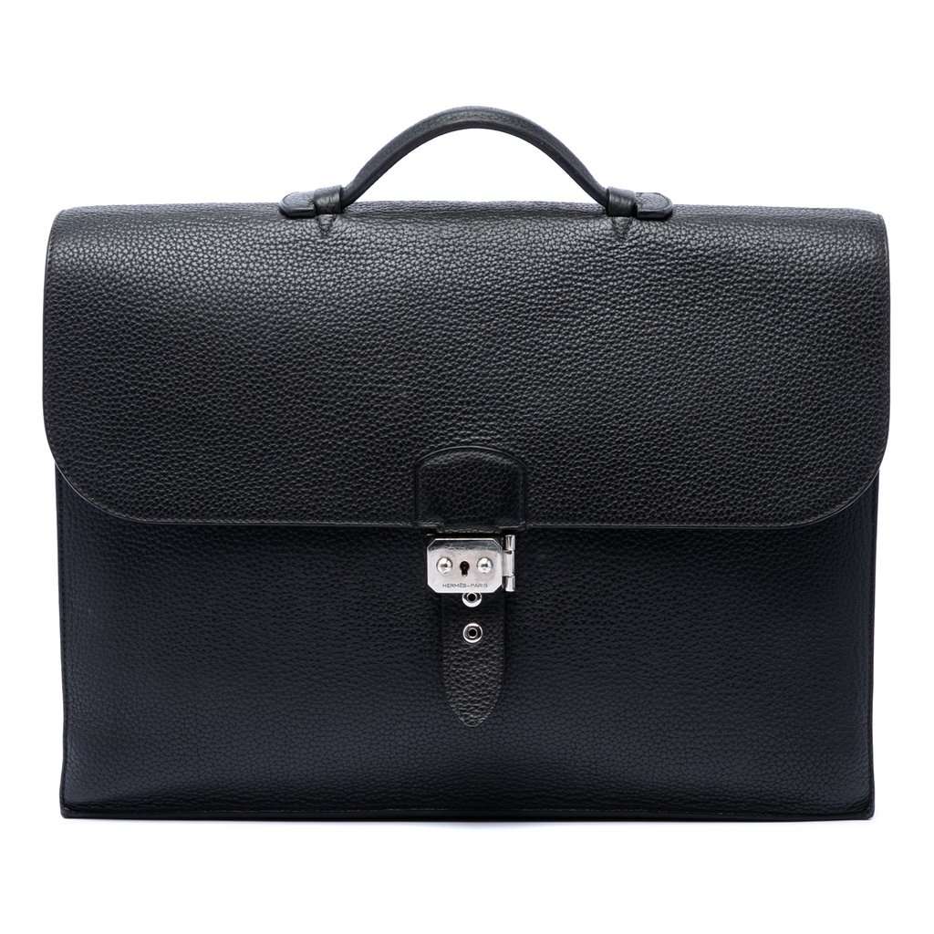 Hermès Togo Sac a Depeches 41 Black Leather Very good condition - Front View