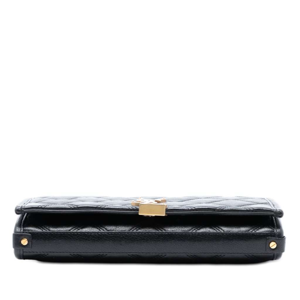 Saint Laurent Quilted Diamond Lambskin Becky Wallet on Chain Black Leather Very good condition - Inside View