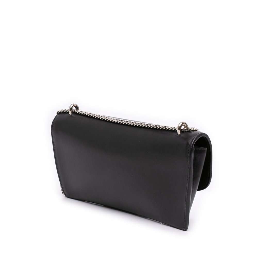Prada Calfskin Envelope Clutch With Chain Black Leather Very good - Back View