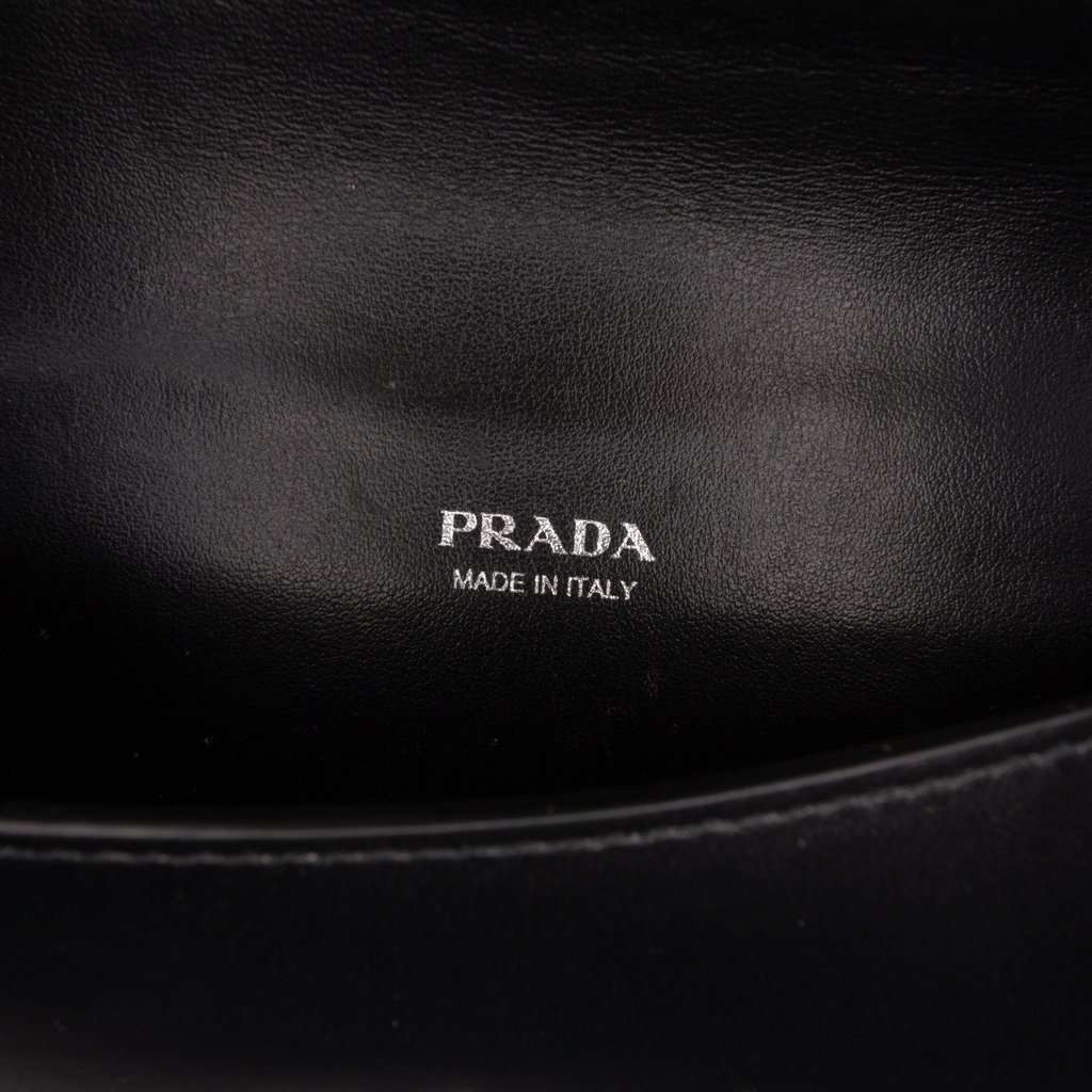 Prada Calfskin Envelope Clutch With Chain Black Leather Very good - Box View