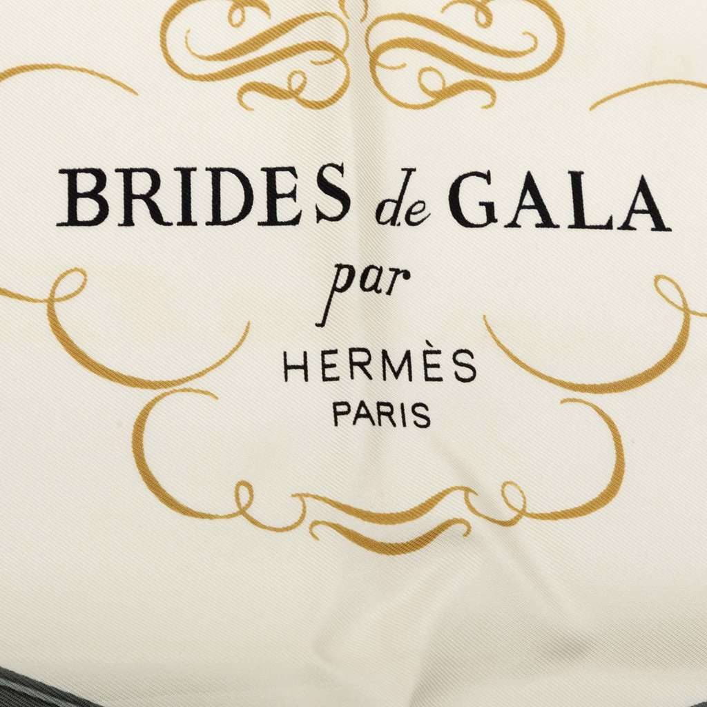 Hermès Brides de Gala Silk Scarf 90 White Very good - Inside View