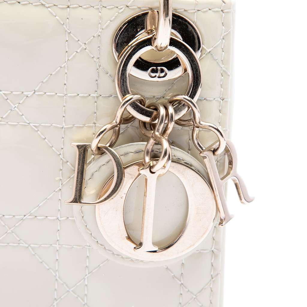 Dior Micro Patent Cannage Lady Dior White Leather Very good condition - Box View