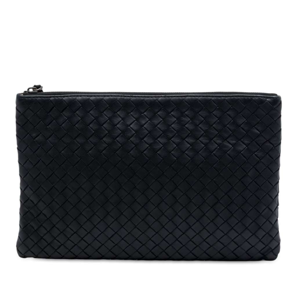 Bottega Veneta Nappa Intrecciato Clutch Black Leather Very good - Front View