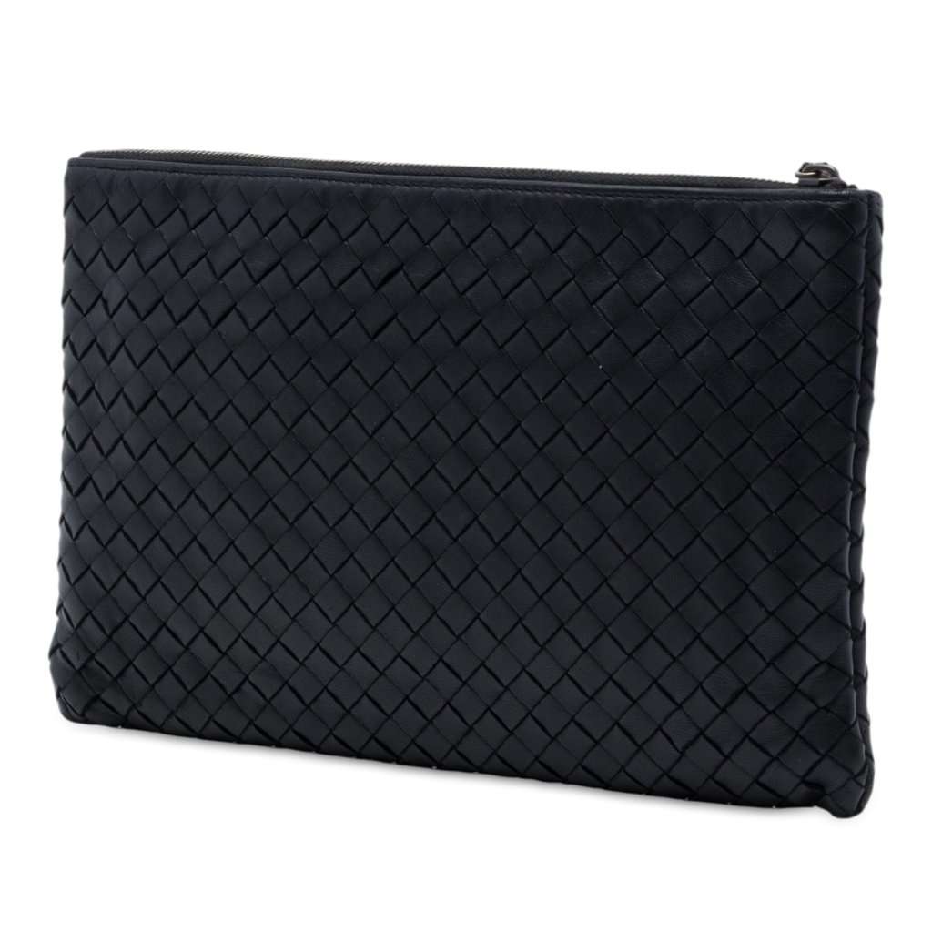 Bottega Veneta Nappa Intrecciato Clutch Black Leather Very good - Back View