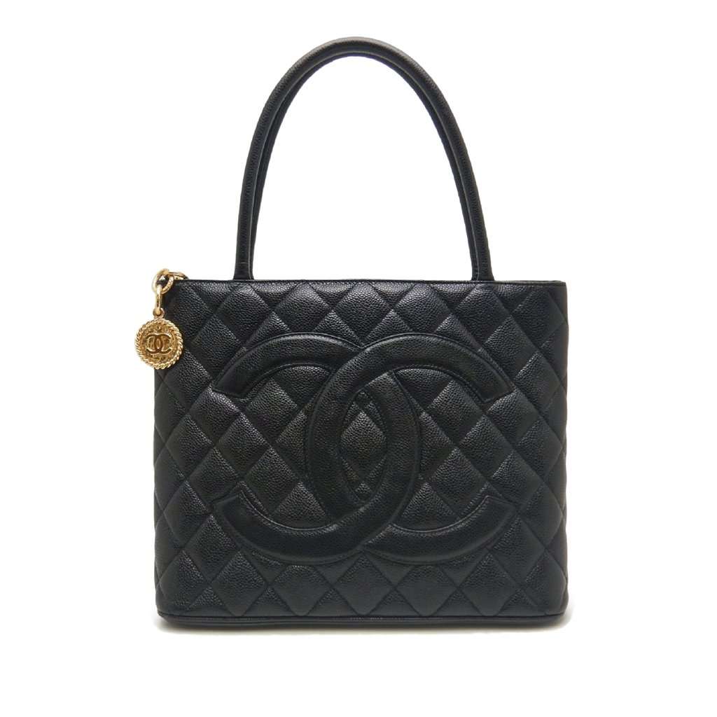 Chanel Caviar Medallion Tote Black Leather Very good condition - Front View