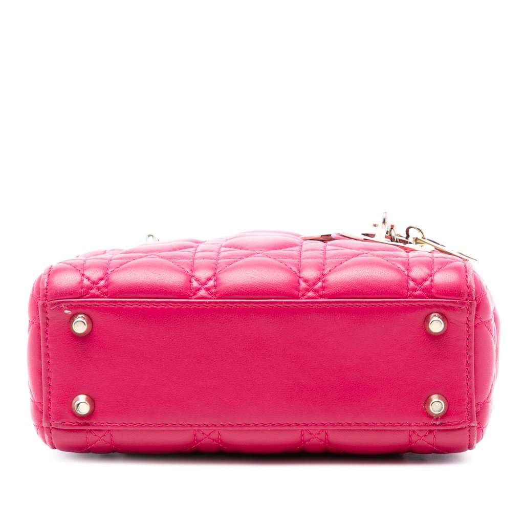 Dior Mini Lambskin Cannage Lady Dior Pink Leather Very good condition - Inside View