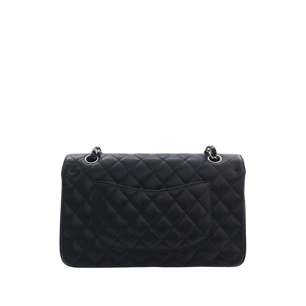 Chanel Medium Classic Caviar Double Flap Black Leather Very good - Back View