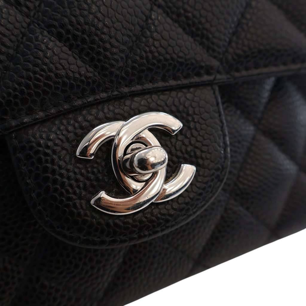 Chanel Medium Classic Caviar Double Flap Black Leather Very good - Box View