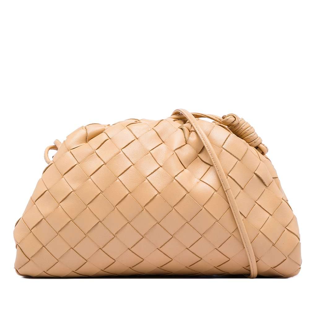 Bottega Veneta Nappa Intrecciato The Mini Pouch Crossbody Brown Leather Very good - Front View