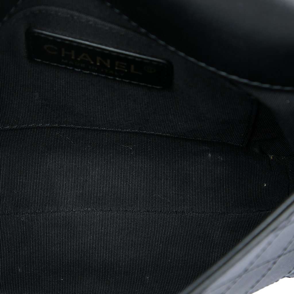 Chanel Small Stitched Calfskin Covered CC Flap Black Leather Very good - Model View
