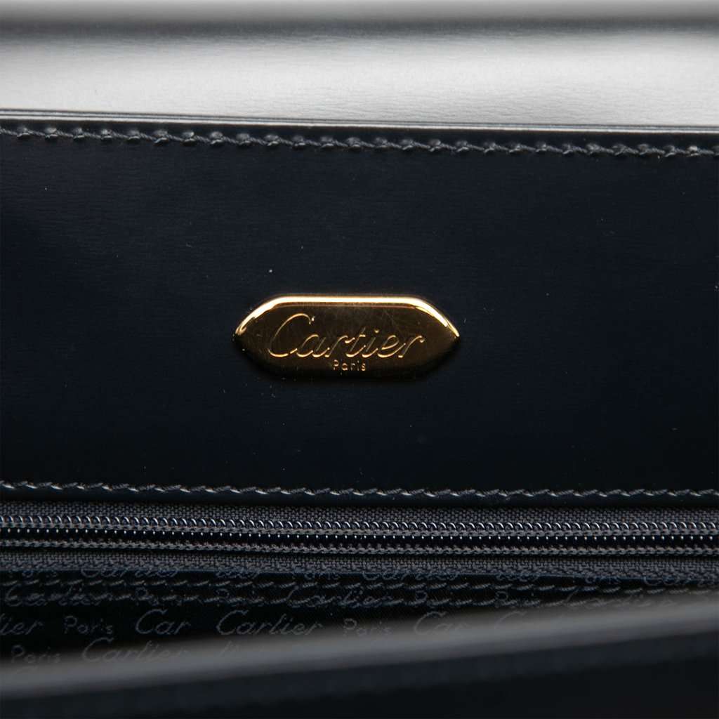 Cartier Leather Sapphire Line Handbag Black Leather Very good - Box View