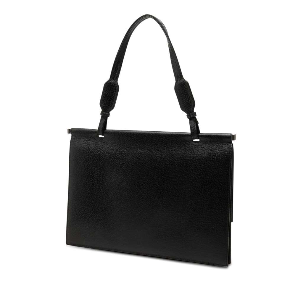 Gucci Grained Calfskin Top Handle Bag Black Leather Very good - Back View