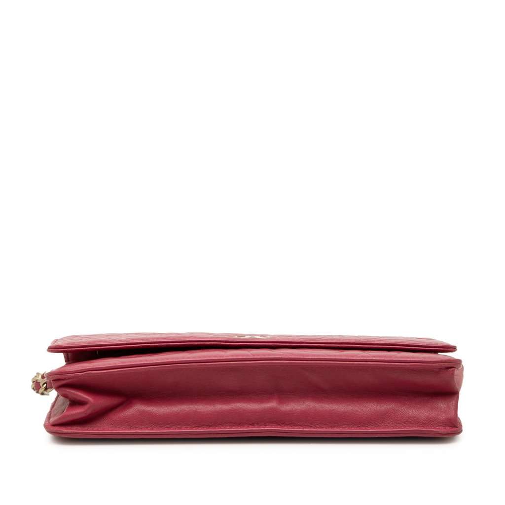 Chanel CC Embossed Lambskin Camellia Wallet On Chain Pink Leather Very good condition - Inside View