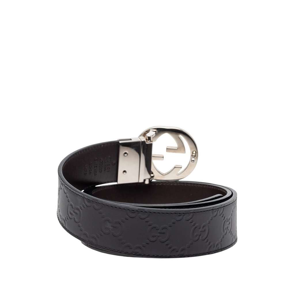 Gucci Guccissima Interlocking G Buckle Reversible Belt Black Leather Very good condition - Inside View