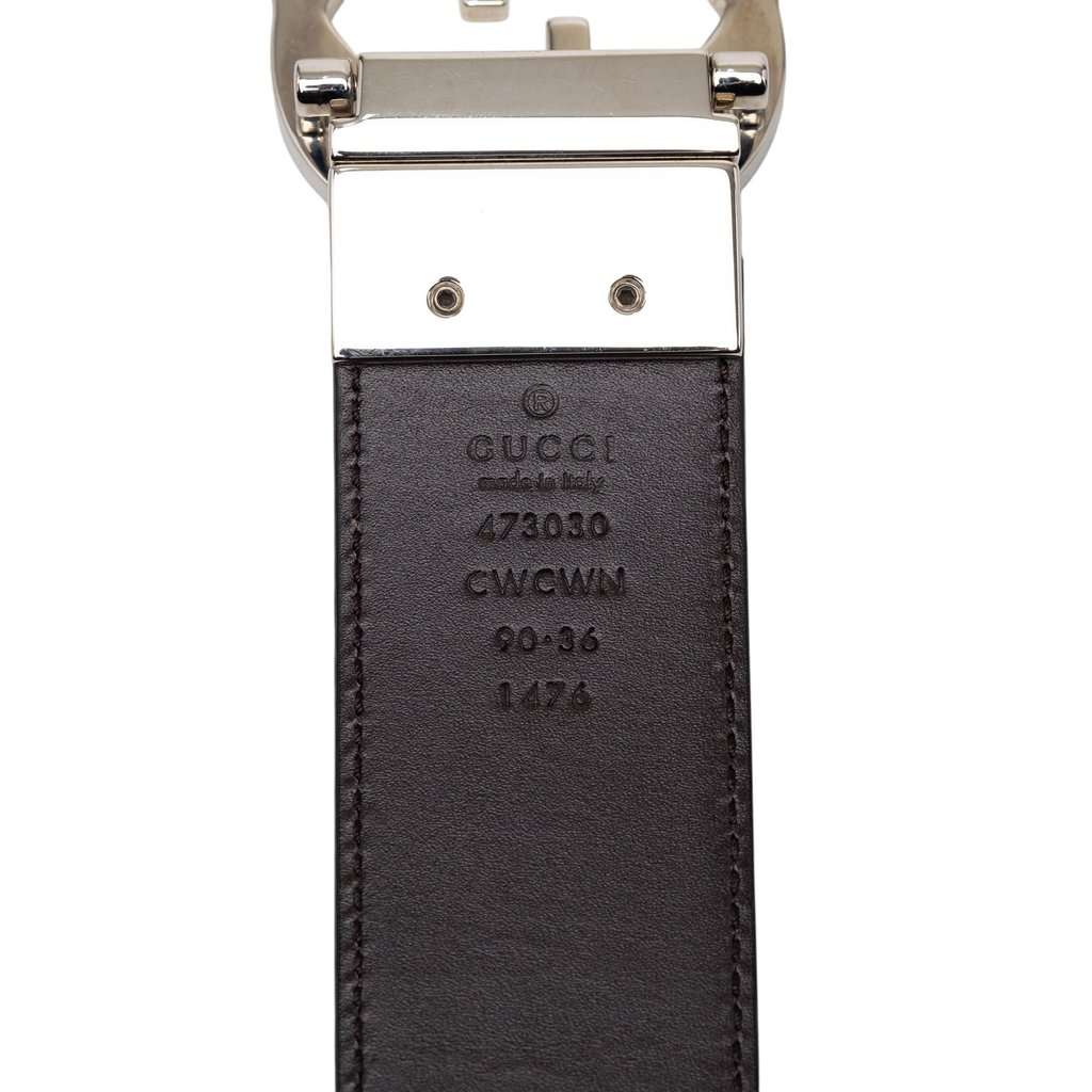 Gucci Guccissima Interlocking G Buckle Reversible Belt Black Leather Very good condition - Box View
